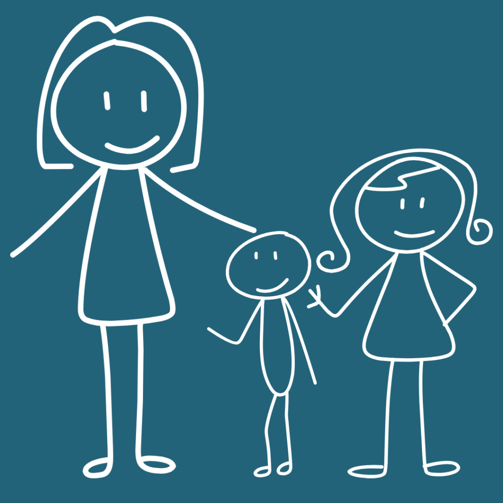 Strengthen families - shows an image of a mom and two kids.